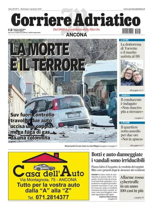 Prima-pagina-corriere adriatico-edizione-di-oggi-05-01-2025